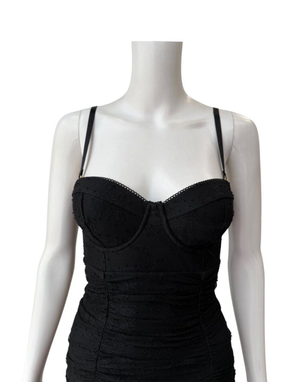 $695 NWT L'Agence Black Senna Lace Bustier Ruched Midi Dress size XS - Picture 4 of 10
